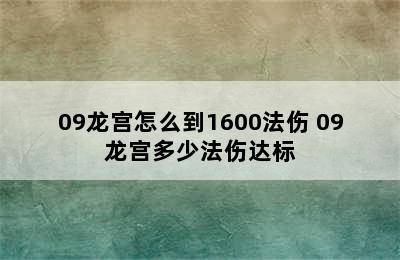 09龙宫怎么到1600法伤 09龙宫多少法伤达标